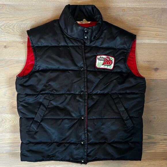 VTG 70s 80s Custom Bowler Work Uniform Puffer Vest Hawaii Patch Mens Size Large - Picture 7 of 7